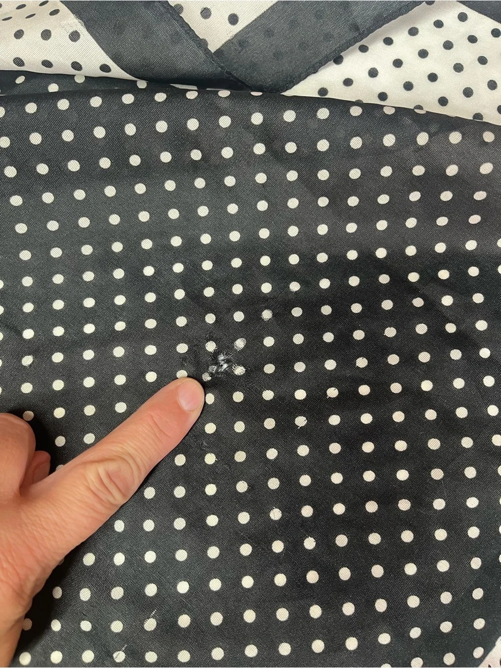 OS Vintage Glentex Black and White Polka Dot Scarf